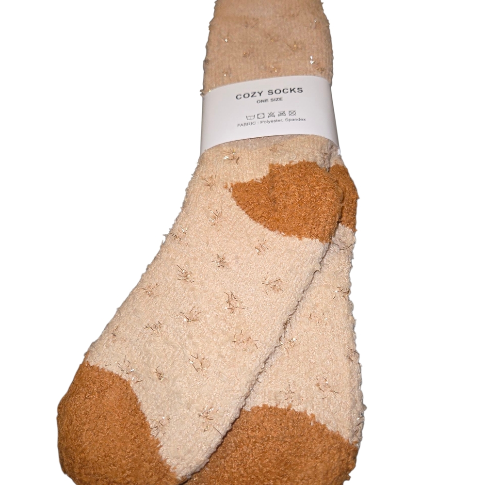 Soft Beige and Brown Cozy Cold Weather Socks - NWT